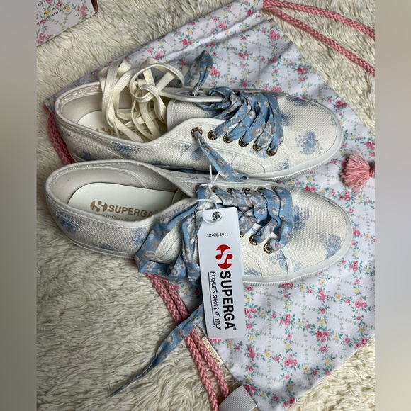 Superga women’s love shack fancy white floral sneaker size 9.5 US NEW - Picture 6 of 13